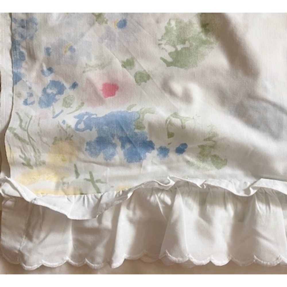 Vintage Full Size sheet Set watercolor Floral Sears Perma Prest - Picture 7 of 8